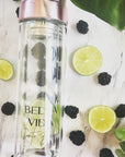Bella Vida Glass Detox Water Bottles in Gold or Rose Gold with tea infuser Detoxify Zero Waste