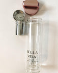 Bella Vida Santa Barbara Glass Detox Water Bottles in Gold or Rose Pink with tea infuser Detoxify Zero Waste with pink lid